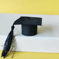 Mini Bachelor Hats Set of 10 Graduation Season Cake Toppers with Tassel Bachelor Cap Ornaments for Doctor Graduates Lightweight