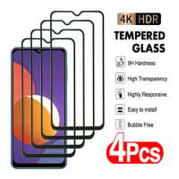 4Pcs Full Tempered Glass For Samsung Galaxy A02 A12 A22 A32 A42 A52 A72 Screen Protector M62 M52 M42 M32 M22 M12 Protective Film