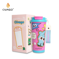 CIVAGO(17oz/510ml)แก้วน้ําหุ้มฉนวนสุญญากาศพร้อมหลอดแก้วกาแฟเซรามิกความจุขนาดใหญ่ซีรีส์การ์ตูน