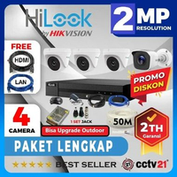 Paket Lengkap 4 Kamera CCTV HILOOK (by HikVision)2MP +DVR Hilook (by Hik Vision)+Kabel 50M Kami Dist