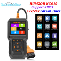 HUMZOR NC610 Code Reader Engine Analyzer J1939 For Car Truck OBD2 OBD 2 Diagnostic Auto Tool Automotive Scanner 12/24V PK NC601