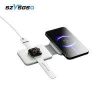 2 In1 Folding Magnetic Wireless Charger Stand For iPhone 12 13 Pro Max 15W Qi Charging Station for Apple Watch 7 6 5 SE AirPods