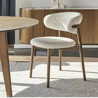 北歐實木餐椅現代簡約輕奢設計師布藝椅子酒店靠背椅家用餐廳桌椅