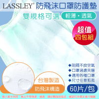 【LASSLEY】防飛沫口罩防護墊-4包x60片裝(墊片/夾層濾片 輕薄透氣 過濾空氣 台灣製造)