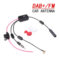 DAB+FM+Car Stereo Antenna Aerial Splitter Cable Adapter 12V Radio Signal Amplifier Antenna Signal Booster FM/AM Car Accessories