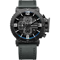 RHYTHM日本麗聲 運動系列大錶徑計時手錶-黑x灰/46mm