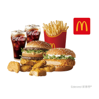 【麥當勞】大麥克+勁辣鷄腿堡+麥克鷄塊6塊+大份薯條+中杯可樂*2(好禮即享券)