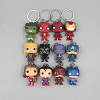 4Pcs/Set Keychain Pendant Spiderman Iron Man Captain America Hulk Key Hanging Ring Super Heroes Anime Figure Key Decor