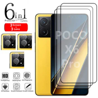 6-in-1 For Poco X6 Pro Glass For Xiaomi Poco X6 Pro Tempered Glass Full Cover 9H Screen Protector Lens Glass