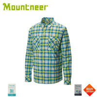 【Mountneer 山林】男 彈性抗UV格子長袖襯衫《海藍》31B05/防曬長袖/夏季襯衫(悠遊山水)