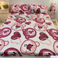 卡通少女心草莓熊 床罩 床單 枕套 床罩 防滑床墊 雙人床包 雙人加大床包  保護套 保潔墊床包 全包 夏季