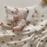 Ins ผ้าห่มการ์ตูนสำหรับทารกมัสลินพันทารกอุปกรณ์เสริมผ้าฝ้ายระบายอากาศผ้าห่มบางทารกฤดูร้อนผ้าพันคอเตียง