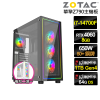 【NVIDIA】i7廿核GeForce RTX 4060{冰封領主}電競電腦(i7-14700F/華擎Z790/64G/1TB)