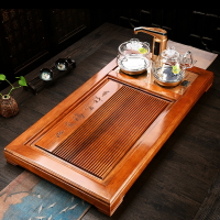 花梨木茶盤簡約家用實木茶臺全自動電磁爐四合一功夫茶具排水