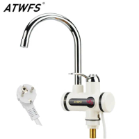 ATWFS Instant Tankless Water Heater Tap Instantaneous Faucet Kitchen Water Heater Crane Instant Hot Water Faucet Digital EU Plug