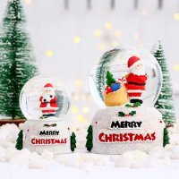 Christmas Snow Globe Colorful Lighting Christmas Crystal Ball Santa Claus Snowman Glass Ball Children Gift Glass Snow Globe
