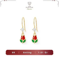 Anting Emas Anak Model Karakter Bunga Tulip Red and Pink 8K/375 Terbaru Termurah Asli Small Red 0.90