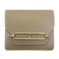 【二手名牌BRAND OFF】HERMES 愛馬仕 大象灰 山羊皮 Roulis Slim Wallet 零錢包 B刻