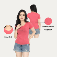 Kaos Wanita Lengan Pendek | T-Shirt Polos Perempuan Katun Combed 40's | NAS Short Sleeve Crew Neck
