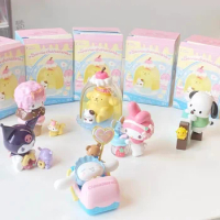 MINISO Sanrio Character Colorful Food Series Blind Box Kawaii Collection Model Animation Ornaments Children's Toys BirthdayGift