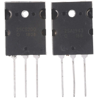 ชุด 2 ชิ้น ของทรานซิสเตอร์กำลังสูงแบบแยกชิ้น รุ่น 2SA1943 และ 2SC5200