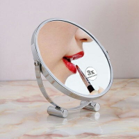 6/7/8寸臺式雙面圓形化妝鏡7倍10倍高清放大化妝鏡隨身便攜梳妝鏡
