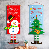 聖誕節裝飾品門掛布藝掛件聖誕老人雪人餐廳牆面掛畫掛旗掛飾吊旗 全館免運