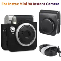For Instax Mini 90 Instant Camera Vintage PU Camera Protecting Bag with Adjustable Strap Scratch proof Crossbody Camera Bags