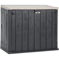 Outdoor Storage Shed Cabinet for Gardening Tools, and Yard Equipment, Anthracite/Taupe Gray Outdoor Shed