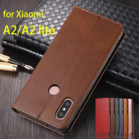 Magnetic Attraction Cover Leather Case for Xiaomi Mi A2 / Xiaomi Mi A2 lite Card Holder Holster Wallet Flip Case Fundas Coque