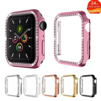 Diamond Case for Apple Watch Series 8 7 6 SE 5 4 3 41mm 45mm 38MM 42MM PC Bumper Protector Accessories Iwatch cover 40mm 44mm