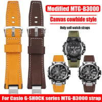 For Casio G-SHOCK series MTG-B3000 Leather Bracelet nylon canvas modified quick release strap accessories Men Cowhide Watchbands