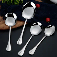 Stainless Steel Large Rice Distributing Dinner Dish Kitchen Supplies Soup Spoon Public Spoon Tableware Buffet Serving Spoon