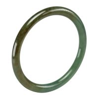 【漢石齋】天然和田玉 圓條手鐲玉鐲 青玉帶糖(手圍18.2/版寬6.4mm)