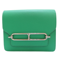 【二手名牌BRAND OFF】HERMES 愛馬仕【再降價】綠色 牛皮 Roulis Slim Wallet 錢包/腰包 Z刻
