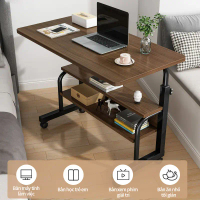 Smart Desk, Height-Adjustable Study and Work Desk with Integrated Storage Compartment with Wheels to