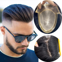 100% Human Hair No knots Natural Looking Straight Wig Remy Human Natural Hair Men Toupee Invisible K