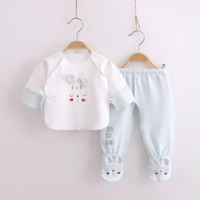 新生兒衣服連體衣春秋裝純棉包腳連腳初生寶寶哈衣夏季嬰兒和尚服