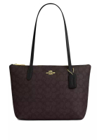 COACH Fiona Zip Tote Bag In Signature Canvas - Walnut/Black