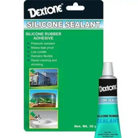 lem kaca, silikon rubber Dextone warna clear 30 gram
