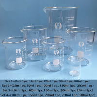 High-quality 1set Lab Borosilicate GLass beaker all sizes chemical Equipment All sizes Pyrex Beaker 