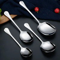 Stainless Steel Dinner Dish Restaurant Distributing Kitchen Supplies Buffet Serving Spoon Tableware Public Spoon Soup Spoon