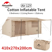 Naturehike Air Cabin Tent Inflatable Wall Camping Tent for 2-4 Person Family Group Travel Camping House Two Rooms Aluminum Alloy