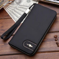 Business Men's Leather Wallet With Zipper Coin Pocket Phone Case For Man Card Holder Purse Male Clut