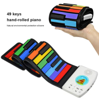 Portable 49 Keys Electronic Piano Children Flexible Roll up Keyboard Gift