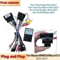 Car 16pin Wiring Harness Adapter Canbus Box Decoder Android Radio Power Cable For Ford Kuga Escape Ecosport Fiesta Ranger 2014
