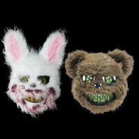 Halloween Mask Bloody Rabbit Mask Horror Plush Bear Mask Cosplay Costume Props Halloween Costume Props