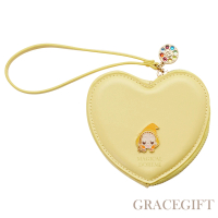 【Grace Gift】小魔女DoReMi聯名-羽月愛心型拉鍊零錢包(黃)