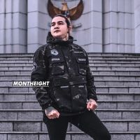 jaket cougle bordir camo Hitam Tebal Jacket Army Semi Parka Distro Canvas Loreng