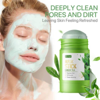 LAIKOU Green Tea Cleansing Mask Purifying Clay Stick Mask Oil Control Skincare Anti-Acne Eggplant Remove Blackhead Face Mud Mask